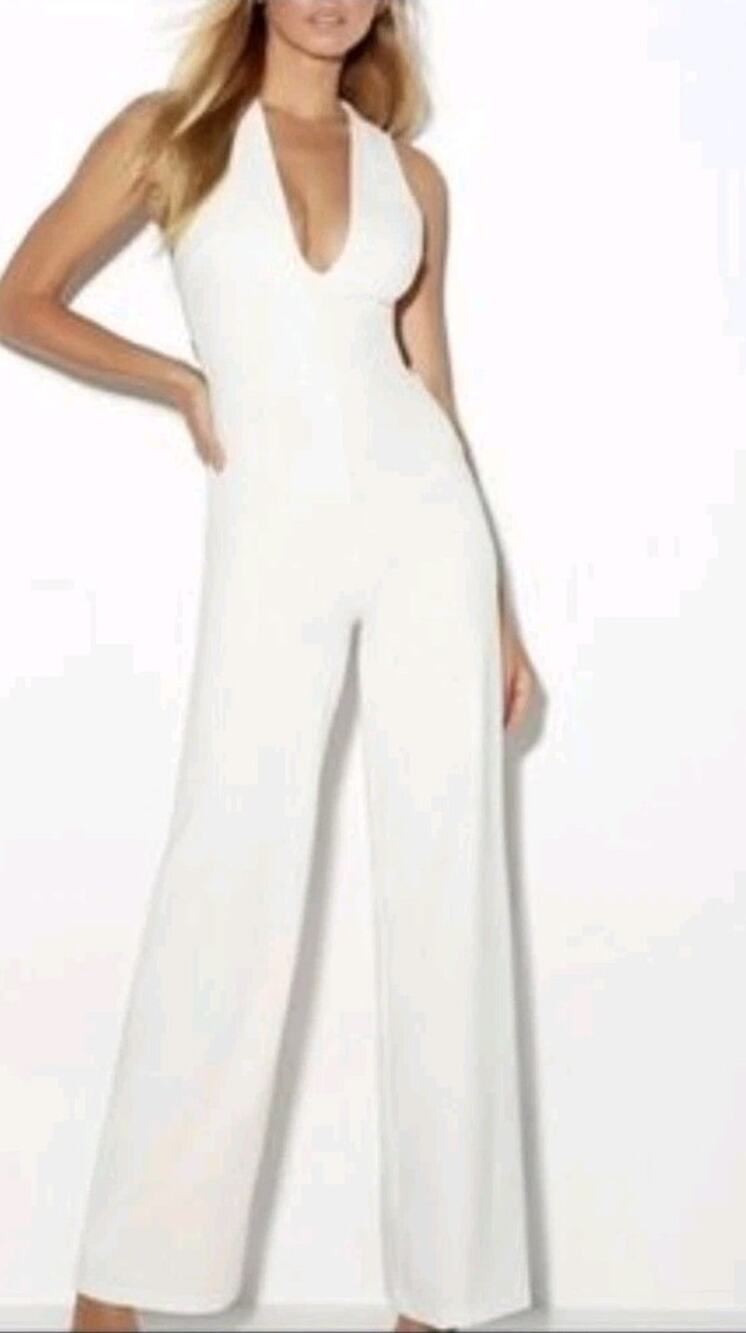NWT Crystal Sky Women's One-Piece White Jumpsuit Size Large #744